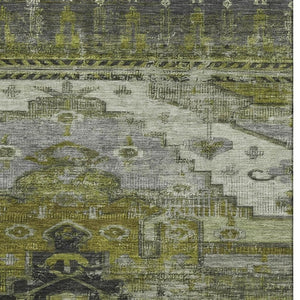 HomeRoots 5' X 8' Olive Green Gray Ivory Oriental Rug - Washable, UV-Protected & Perfect for Busy Homes! 701035