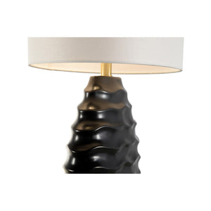 Chelsea House Huaraz Ceramic Lamp By Shayla Copas — Black Glazed Sculptural Base With White Silk Shade, 31.5" H 70104