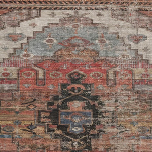 HomeRoots 5' X 8' Stylish Rust Gray Beige Oriental Area Rug - Washable, UV Protected & Non-Slip Backing 701041