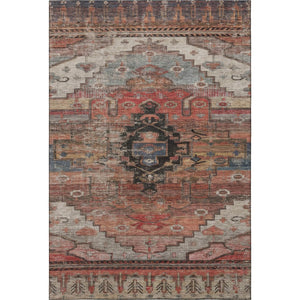 HomeRoots 5' X 8' Stylish Rust Gray Beige Oriental Area Rug - Washable, UV Protected & Non-Slip Backing 701041