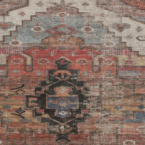 HomeRoots 8' X 10' Elegant Rust Gray & Beige Oriental Washable Rug with UV Protection for High-Traffic Areas 701043