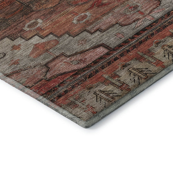 HomeRoots 9' X 12' Rust Gray And Beige Oriental Area Rug - Stain Resistant, UV Protected, Easy Care Style! 701044
