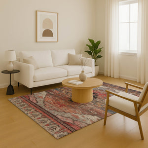 HomeRoots 9' X 12' Rust Gray And Beige Oriental Area Rug - Stain Resistant, UV Protected, Easy Care Style! 701044