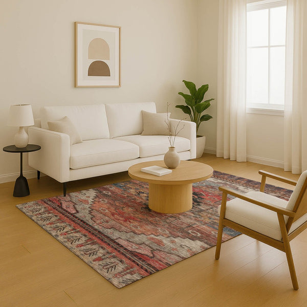 HomeRoots 9' X 12' Rust Gray And Beige Oriental Area Rug - Stain Resistant, UV Protected, Easy Care Style! 701044