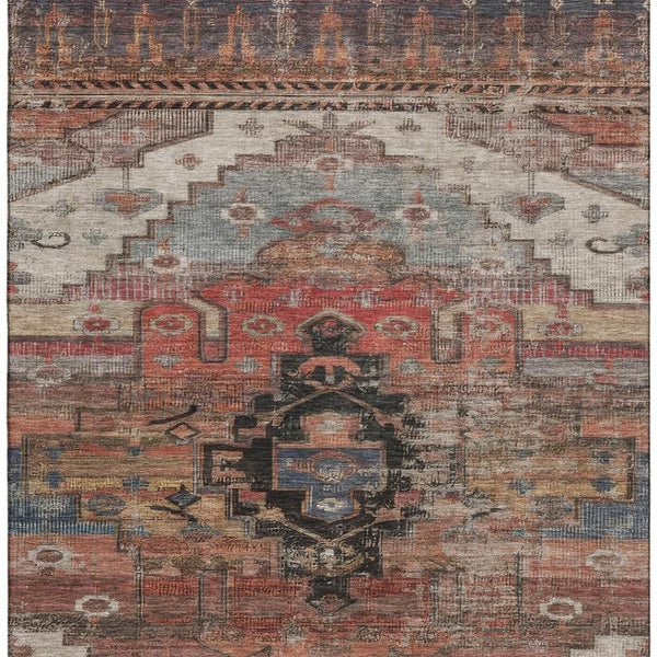 HomeRoots 9' X 12' Rust Gray And Beige Oriental Area Rug - Stain Resistant, UV Protected, Easy Care Style! 701044