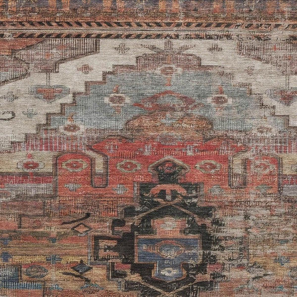 HomeRoots 10' X 14' Elegant Rust Gray and Beige Oriental Washable Area Rug with UV Protection, Durable & Stylish 701045