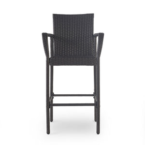 English Elm Christopher Knight Home® - Littleton Outdoor Barstool Set Of 2 - Stylish Grey Wicker For Modern Patios & Poolside Relaxation 57113.00GRY