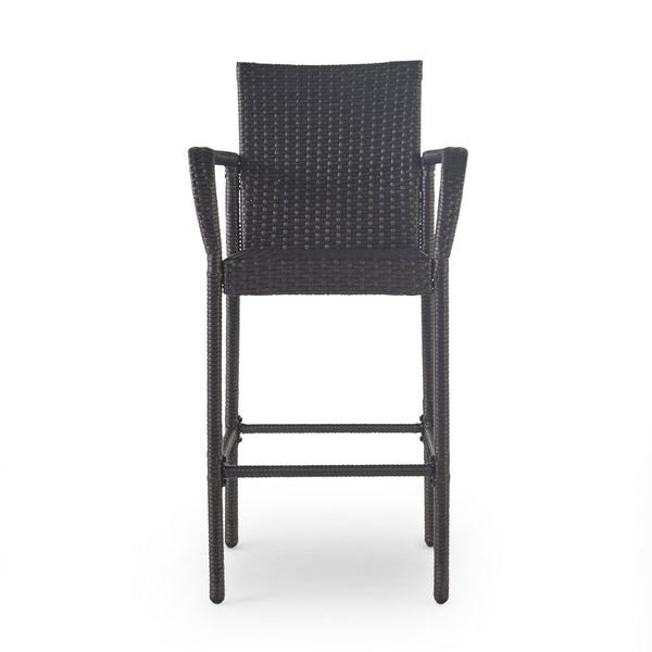 English Elm Christopher Knight Home® - Littleton Outdoor Barstool Set Of 2 - Stylish Grey Wicker For Modern Patios & Poolside Relaxation 57113.00GRY