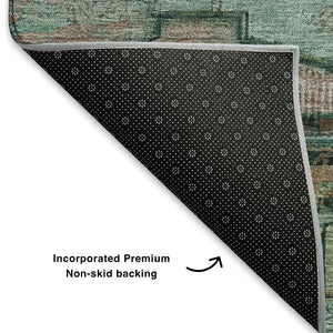 HomeRoots 10' X 14' Teal Copper & Gold Oriental Area Rug - Washable, UV-Protected, Stain-Resistant & Non-Slip! 701051
