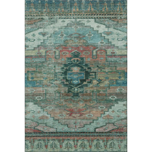 HomeRoots 10' X 14' Teal Copper & Gold Oriental Area Rug - Washable, UV-Protected, Stain-Resistant & Non-Slip! 701051