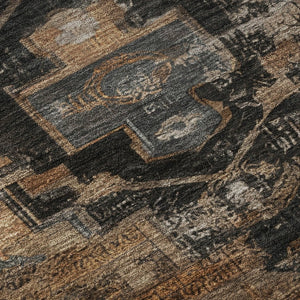 HomeRoots 8' Stylish Terra Cotta Gray & Beige Oriental Round Rug - Washable, UV Protected, Ideal for Busy Homes 701054