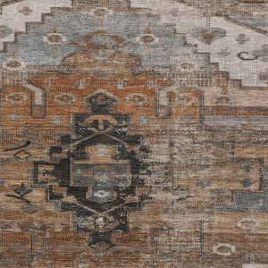 HomeRoots 8' X 10' Elegant Terra Cotta Gray Beige Washable Area Rug with UV Protection for Family Homes 701055