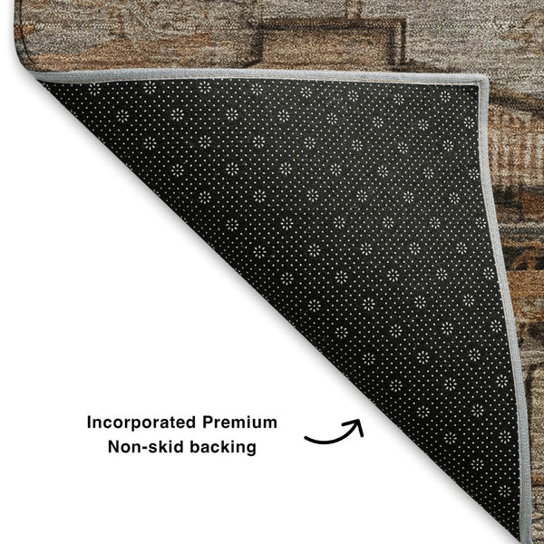 HomeRoots 9' X 12' Stylish Terra Cotta Gray Beige Washable Area Rug - UV Protected, Stain Resistant Design! 701056