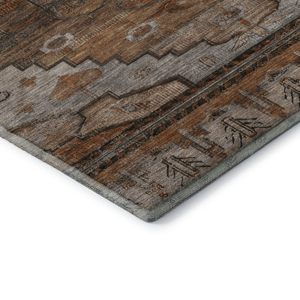HomeRoots 9' X 12' Stylish Terra Cotta Gray Beige Washable Area Rug - UV Protected, Stain Resistant Design! 701056