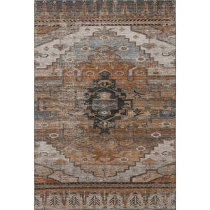 HomeRoots 9' X 12' Stylish Terra Cotta Gray Beige Washable Area Rug - UV Protected, Stain Resistant Design! 701056