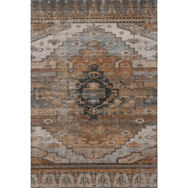 HomeRoots 9' X 12' Stylish Terra Cotta Gray Beige Washable Area Rug - UV Protected, Stain Resistant Design! 701056