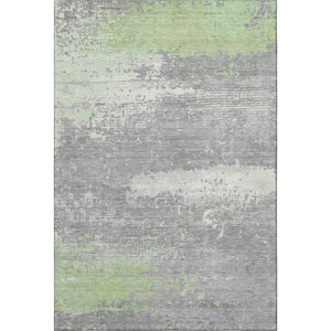 HomeRoots 8' X 10' Stylish Artichoke Green Gray Silver Abstract Area Rug – Washable, UV Protected & Durable! 701061