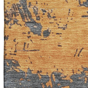 HomeRoots 8' X 10' Vibrant Blue, Orange & Ivory Abstract Washable Area Rug with UV Protection for Homes 701067