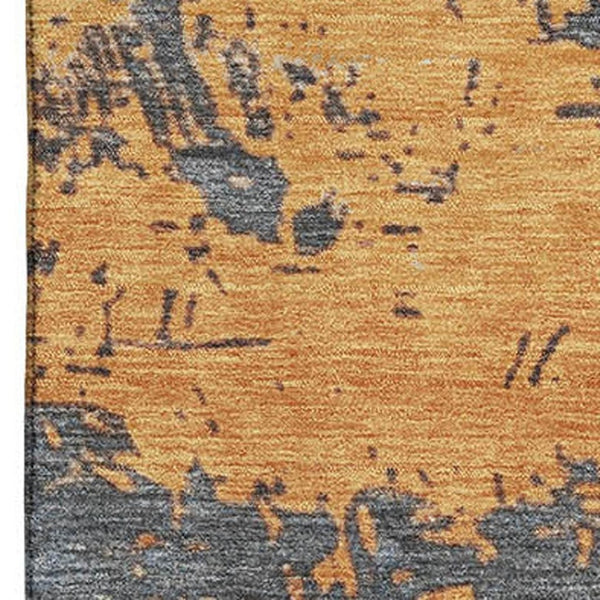 HomeRoots 8' X 10' Vibrant Blue, Orange & Ivory Abstract Washable Area Rug with UV Protection for Homes 701067