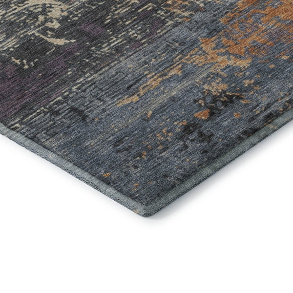 HomeRoots 9' X 12' Stylish Washable Area Rug in Blue, Orange & Ivory - UV Protected, Non-Slip, Easy-Care Design 701068
