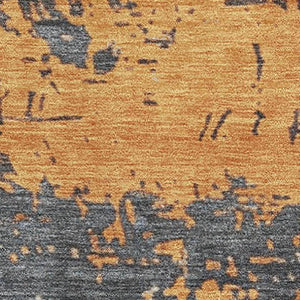 HomeRoots 9' X 12' Stylish Washable Area Rug in Blue, Orange & Ivory - UV Protected, Non-Slip, Easy-Care Design 701068