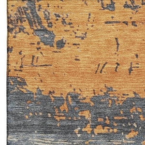 HomeRoots 9' X 12' Stylish Washable Area Rug in Blue, Orange & Ivory - UV Protected, Non-Slip, Easy-Care Design 701068