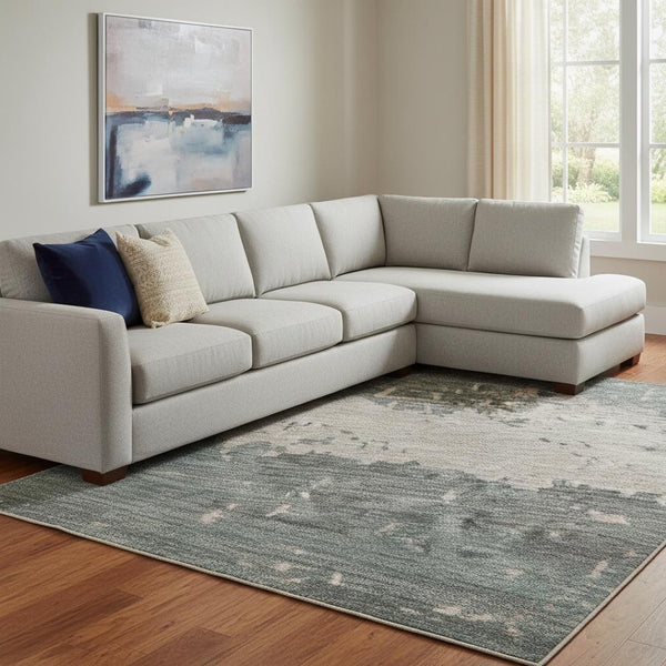 HomeRoots 8' X 10' Coral Pink & Gray Abstract Area Rug - Washable, UV-Protected, Pet-Friendly Softness 701073