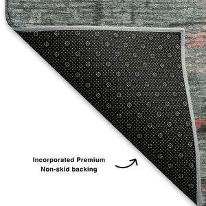 HomeRoots 9' X 12' Coral Pink & Gray Abstract Washable Area Rug with UV Protection for Modern Homes 701074