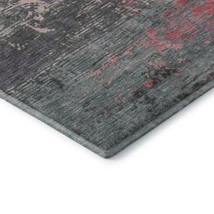 HomeRoots 9' X 12' Coral Pink & Gray Abstract Washable Area Rug with UV Protection for Modern Homes 701074