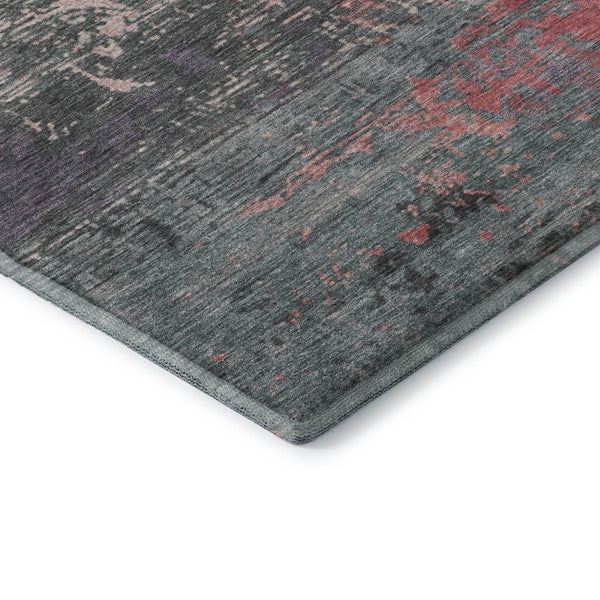 HomeRoots 9' X 12' Coral Pink & Gray Abstract Washable Area Rug with UV Protection for Modern Homes 701074