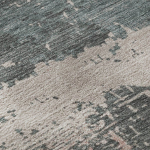 HomeRoots 9' X 12' Coral Pink & Gray Abstract Washable Area Rug with UV Protection for Modern Homes 701074