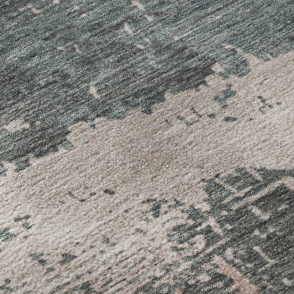 HomeRoots 9' X 12' Coral Pink & Gray Abstract Washable Area Rug with UV Protection for Modern Homes 701074