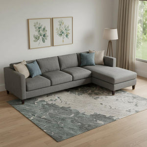 HomeRoots 9' X 12' Coral Pink & Gray Abstract Washable Area Rug with UV Protection for Modern Homes 701074