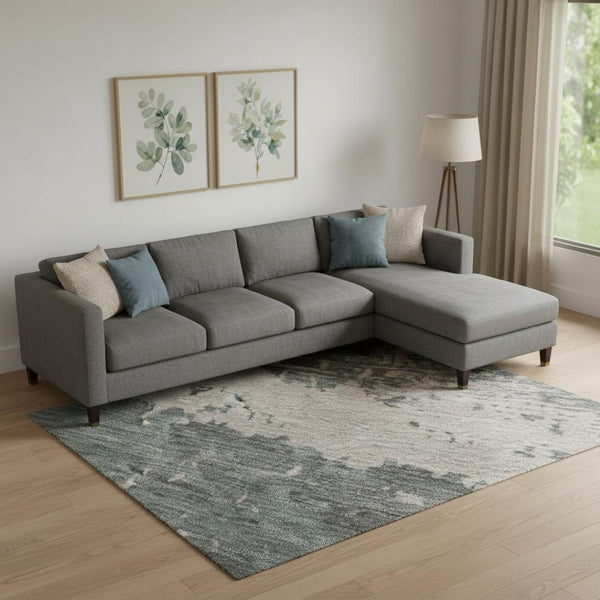 HomeRoots 9' X 12' Coral Pink & Gray Abstract Washable Area Rug with UV Protection for Modern Homes 701074