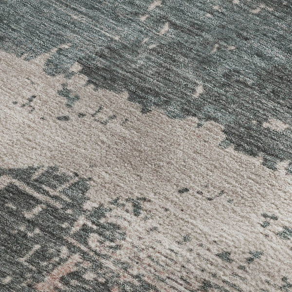 HomeRoots 10' X 14' Coral Pink & Gray Abstract Area Rug - Washable, UV-Protected, Perfect for Family Spaces 701075