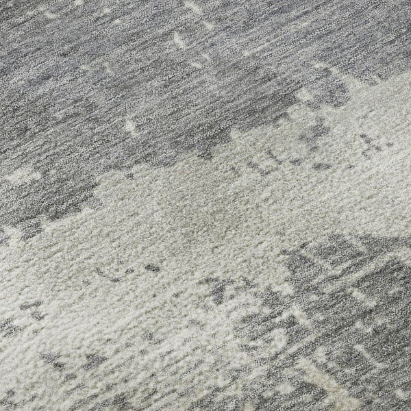 HomeRoots 8' Stylish Gold Gray Ivory Abstract Washable Round Rug with UV Protection & Easy Care for Home 701078