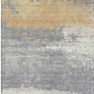 HomeRoots 9' X 12' Modern Gold Gray Ivory Abstract Area Rug – Washable, UV Protected & Family-Friendly Design 701080