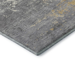HomeRoots 10' Abstract Gold, Gray & Ivory Washable Area Rug – UV Protected, Stain Resistant, Ideal for Homes 701081