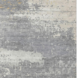 HomeRoots 10' Abstract Gold, Gray & Ivory Washable Area Rug – UV Protected, Stain Resistant, Ideal for Homes 701081