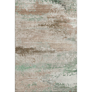 HomeRoots 5' Khaki Beige & Ivory Abstract Washable Area Rug - UV Protected, Soft, Durable & Stain-Resistant 701083