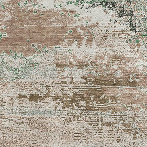 HomeRoots 8' X 10' Washable Khaki Beige & Ivory Abstract Area Rug with UV Protection for High-Traffic Homes 701085