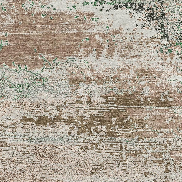 HomeRoots 8' X 10' Washable Khaki Beige & Ivory Abstract Area Rug with UV Protection for High-Traffic Homes 701085