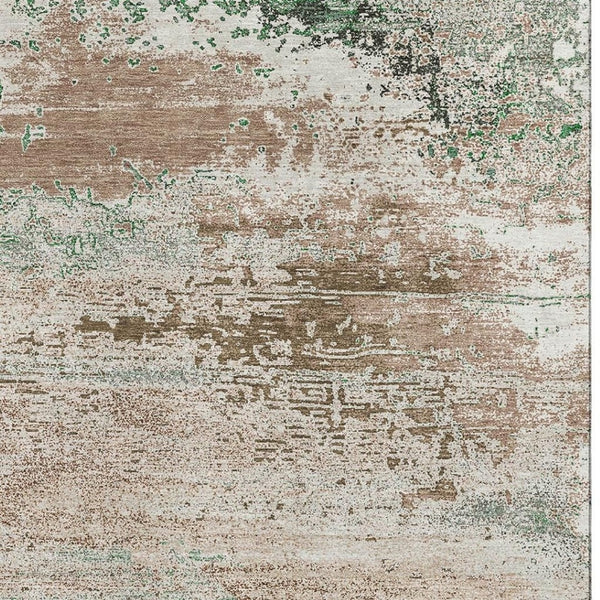 HomeRoots 8' X 10' Washable Khaki Beige & Ivory Abstract Area Rug with UV Protection for High-Traffic Homes 701085