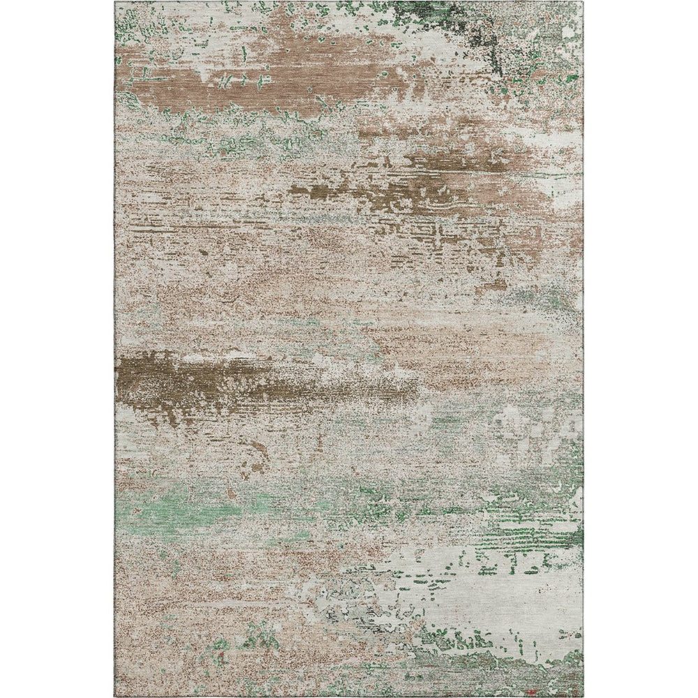 HomeRoots 10' Khaki Beige and Ivory Abstract Area Rug - Washable, UV Protected, Stain Resistant for High Traffic Areas 701087