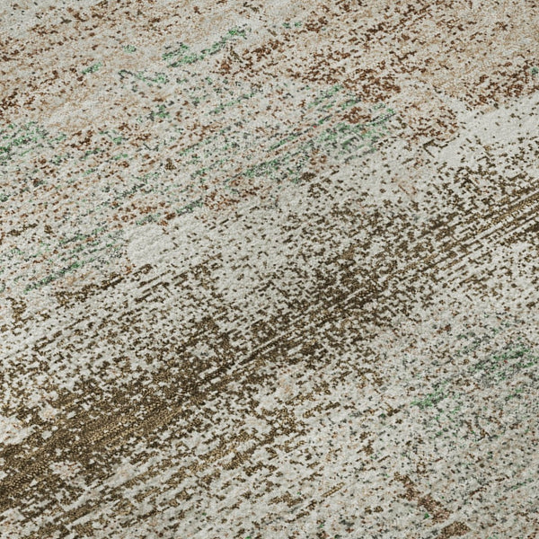 HomeRoots 10' Khaki Beige and Ivory Abstract Area Rug - Washable, UV Protected, Stain Resistant for High Traffic Areas 701087