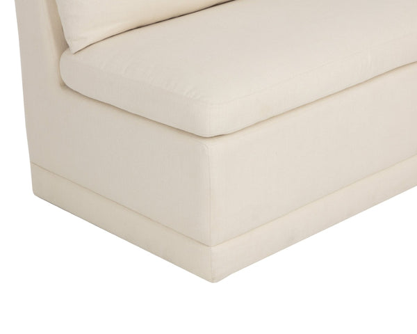 Sunpan DONATELLA Banquette - Elegant Zenith Alabaster Upholstered Seating for Dining & Lounge Spaces 112529