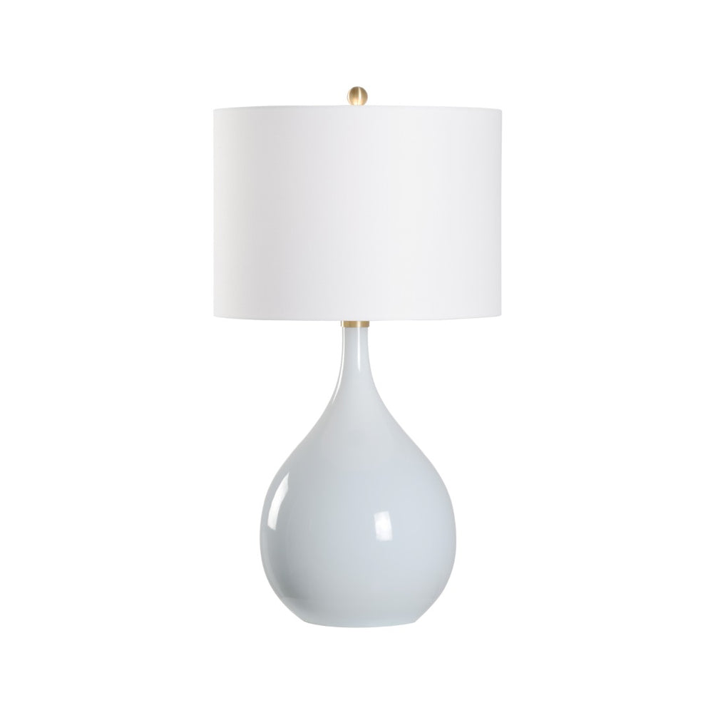 Chelsea House Underhill Blue Ceramic Lamp With Brass Accents And White Drum Shade — 32" Elegant Ambient Lighting 70109