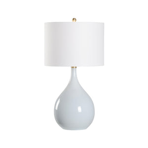 Chelsea House Underhill Blue Ceramic Lamp With Brass Accents And White Drum Shade — 32" Elegant Ambient Lighting 70109