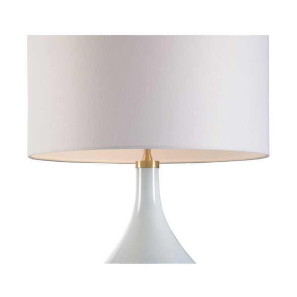 Chelsea House Underhill Blue Ceramic Lamp With Brass Accents And White Drum Shade — 32" Elegant Ambient Lighting 70109