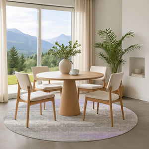 HomeRoots 8' Lavender Abstract Round Rug - Stylish, Washable, UV Protected, Kid & Pet-Friendly Home Decor 701090